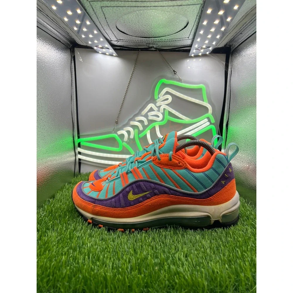 Nike Air Max 98 QS‎ Size 8 Mens Cone Tour Yellow-Hyper Grape 924462-800